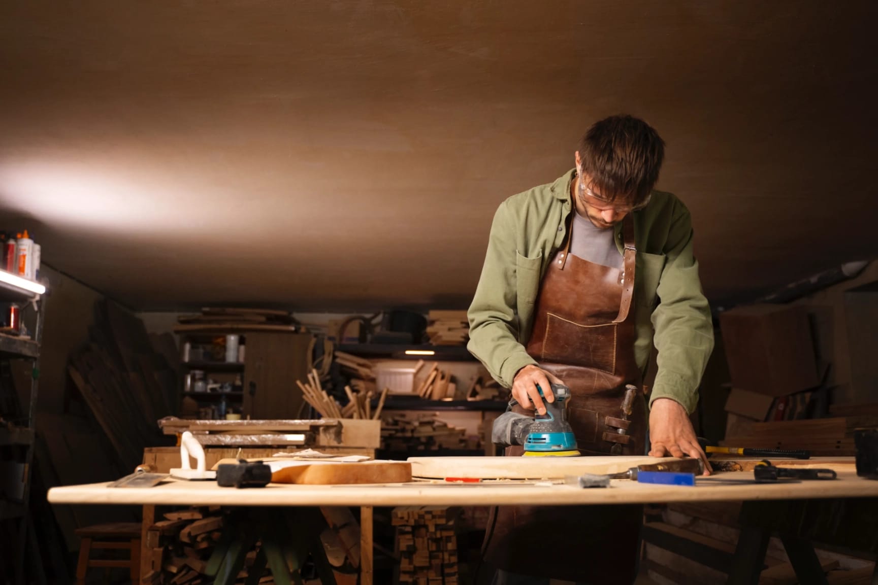 Artisan working with wood